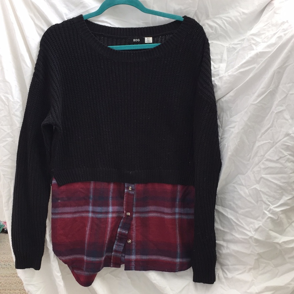 Black urban outfitters sweater with flannel